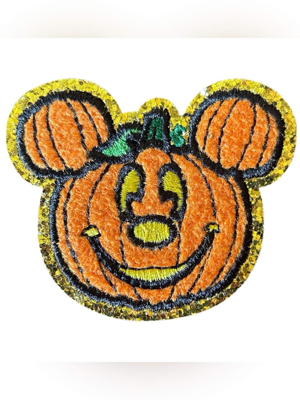 Disney Stoney Clover Lane Chenille Glitter Mickey Pumpkin Iron On Patch NEW!